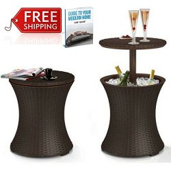 Wicker Cooler Table Outdoor Cool Bar Patio Coffee Table Garden Drinks Poolside Lawn And Garden B ...