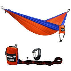 SEGMART Camping Hammock- Easy Hanging Double Hammock with Tree Straps&Carabiners,Blue/Orange ...
