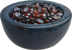 Bond Tabletop Umbrella Hole Mounted Gas Firebowl with Lava Glass, Round, Blue