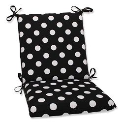 Pillow Perfect Indoor/Outdoor Black/White Polka Dot Chair Cushion, Squared