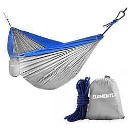 ELEMENTEX Portable Parachute Nylon Travel Camping Backpacking Hammock – Small Silver & ...