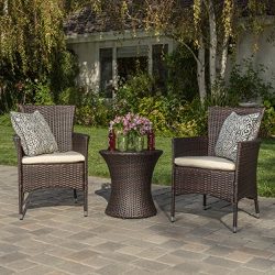 West Outdoor Wicker 3 Piece Chat Set Brown