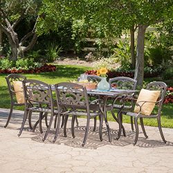 Augusta Outdoor 7 Pc Patina Copper Cast Aluminum Dining Set