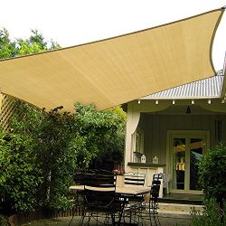 Shade&Beyond 10′ x 10′ Square Sand Color Sun Shade Sail, UV Block for Outdoor Fa ...