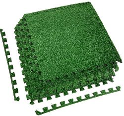 Sorbus Grass Mat Interlocking Floor Tiles – Soft Artificial Grass Carpet – Multipurpose Foam Til ...