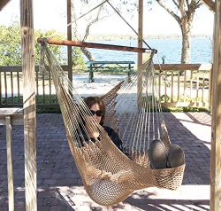 Mayan Hammock Chair – Large Cotton Rope Hanging Chair Swing With Wood Bar – Comforta ...