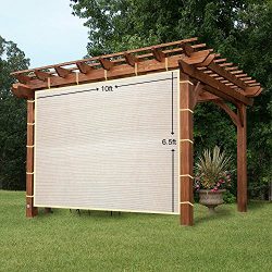 Easy2Hang Durable Sun Shade Privacy Panel 10×6.5ft Wheat New Design with ready-to-tie rope  ...