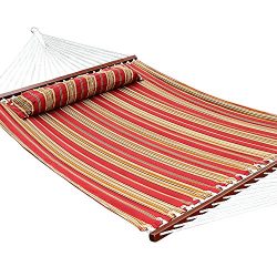 Ollieroo® Fall Camp Hammock Quilted Fabric With Pillow double size spreader bar heavy duty styli ...