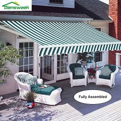 Diensweek 10’x8′ Patio Awning Retractable Manual Commercial Grade, Fully Assembled,1 ...