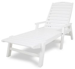 POLYWOOD NCC2280WH Nautical Chaise with Arms – Stackable, White