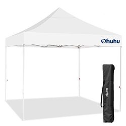 Ohuhu Pop-Up Canopy Instant Shelter with Wheeled Carry Bag, 10 by 10 Ft, White