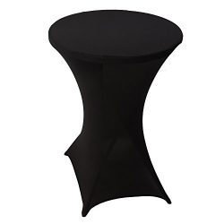 Palm Springs 32” Round White Plastic 43” High Folding Bar Table with Cover (Black)