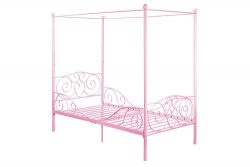 DHP Canopy Bed with Sturdy Metal Frame, Twin Size, Pink