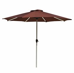 Le Papillon 9-Feet Outdoor Umbrella LED Light Bar Market Patio Umbrella with Crank, Coffee