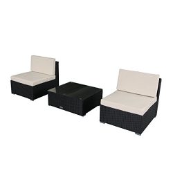 U-MAX 7 Piece 7-12 Pieces Patio PE Rattan Wicker Sofa Sectional Furniture Set (3 Pieces, Black)
