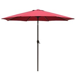 Le Papillon 9 ft Luxurious Outdoor Patio Umbrella Aluminum Table Market Umbrella 250/gsm Crank L ...