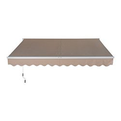 Outsunny 158″ Manual Retractable Patio Sun Shade Awning – Beige