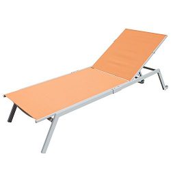 Outdoor Patio Chaise Lounge Chair Adjustable Textilene for Beach Yard, 5 Reclining Positions by  ...