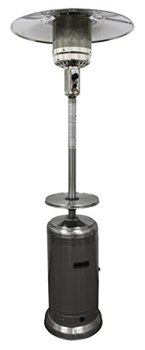 AZ Patio Tall Stainless Steel Propane Patio Heater With Table And Wheels, 87″