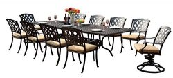Darlee 201630-11PC-30LE Ocean View Cast Aluminum 11 Piece Rectangle Extension Dining Set and Sea ...
