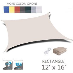 LOVE STORY 12′ x 16′ Rectangle Cream UV Block Sun Shade Sail Perfect for Outdoor Pat ...
