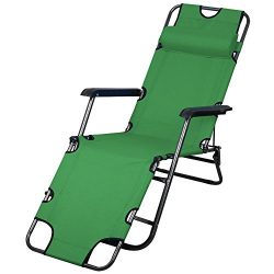 Topeakmart Portable 70inch Chaise Lounge Chair Bed Folding Camping Recliner with Adjustable Pill ...