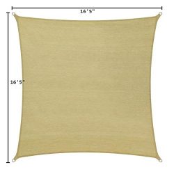 Ulax Furniture16’5’’x16’5’’ Oversize HDPE Rectangle Patio Outdoor Sun Shade Sail, Sand