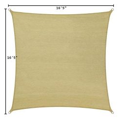 Ulax Furniture16’5’’x16’5’’ Oversize HDPE Rectangle Patio Outdoor Sun Shade Sail, Sand