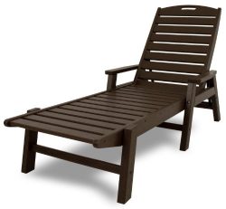 POLYWOOD NCC2280MA Nautical Chaise with Arms – Stackable, Mahogany