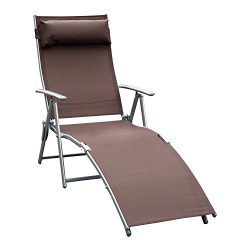 Outsunny Sling Fabric Patio Reclining Chaise Lounge Chair Folding 5 Position Adjustable Outdoor  ...