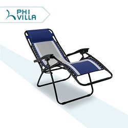 PHI VILLA Mesh Fabric Zero Gravity Lounge Chair Patio Folding Adjustable Recliner for Outdoor Ya ...