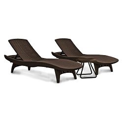 Keter Pacific Sun Chaise Lounger Set with Rio Table