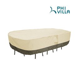 PHI VILLA Veranda Rectangular Patio Table & Chair Set Cover – Durable and Water Resist ...