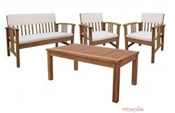 Durable Four Piece Wood Deep Seating Patio Furniture Set Indoor Outdoor Conversation or Chat Set ...