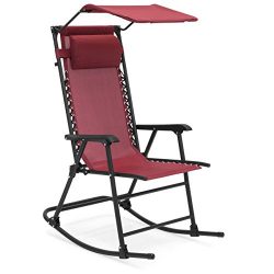 Best Choice Products Foldable Zero Gravity Rocking Patio Recliner Chair w/ Sunshade Canopy ̵ ...