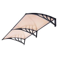 Outdoor Window Door Patio Sun Shade Awning (6.5ft, Tan/Black)