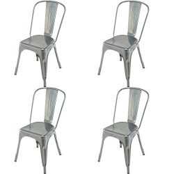 GentleShower Metal Dining Side Chair, Set of 4 Stackable Tolix Style Indoor-Outdoor Use Stackabl ...
