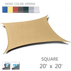 LOVE STORY 20′ x 20′ Square Sand UV Block Sun Shade Sail Perfect for Outdoor Patio G ...
