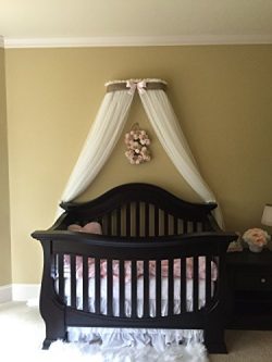 Bed canopy cornice CrOwN FrEe White Sheer drapery teester coronet Nursery Crib custom design So  ...