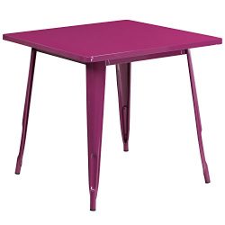 Flash Furniture 31.5” Square Purple Metal Indoor-Outdoor Table