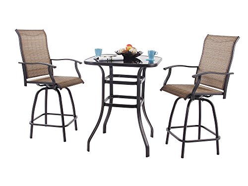 Phi Villa 3 Pc Swivel Bar Stools Set Textilene Height Bistro Phi Villa 3 Pc Swivel Bar Stools Set Textilene Height Bistro Sets Outdoor 2