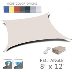 LOVE STORY 8′ x 12′ Rectangle Cream UV Block Sun Shade Sail Perfect for Outdoor Pati ...