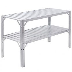 Heavy Duty Aluminum Garden Workbench Storage Shelf 2 Tier Design Greenhouse Shelves Flowers Pott ...