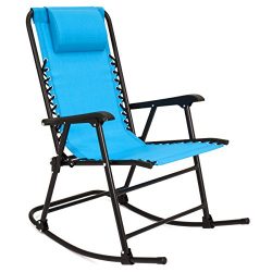 Best Choice Products Folding Rocking Chair Foldable Rocker Outdoor Patio Furniture (Light Blue)