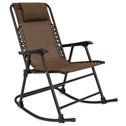 Best Choice Products Folding Rocking Chair Foldable Rocker Outdoor Patio Furniture (Brown)