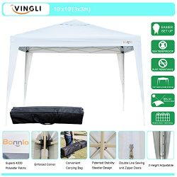 VINGLI Bonnlo Heavy Duty 10′ x 10′ Ez Pop Up Canopy Tent with 4 Removable Sidewalls  ...