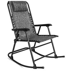 Best Choice Products Folding Rocking Chair Foldable Rocker Outdoor Patio Furniture (Gray)