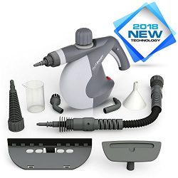 PurSteam Handheld Pressurized Steam Cleaner with 9-Piece Accessory Set Ð Multi-Purpose and Multi ...