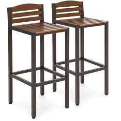 Best Choice Products Set of 2 Outdoor Acacia Bar Stools (Brown)