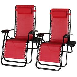 CATWALK Zero Gravity Chairs with Cup Holder&Phone Holder,Case of 2 Folding New Lounge Patio  ...